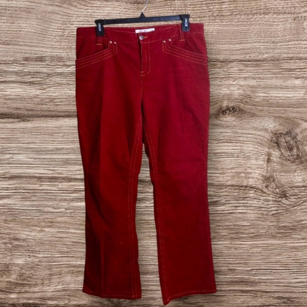 Vintage Tommy Hilfiger red corduroy hipster boot cut pants. Size 14.